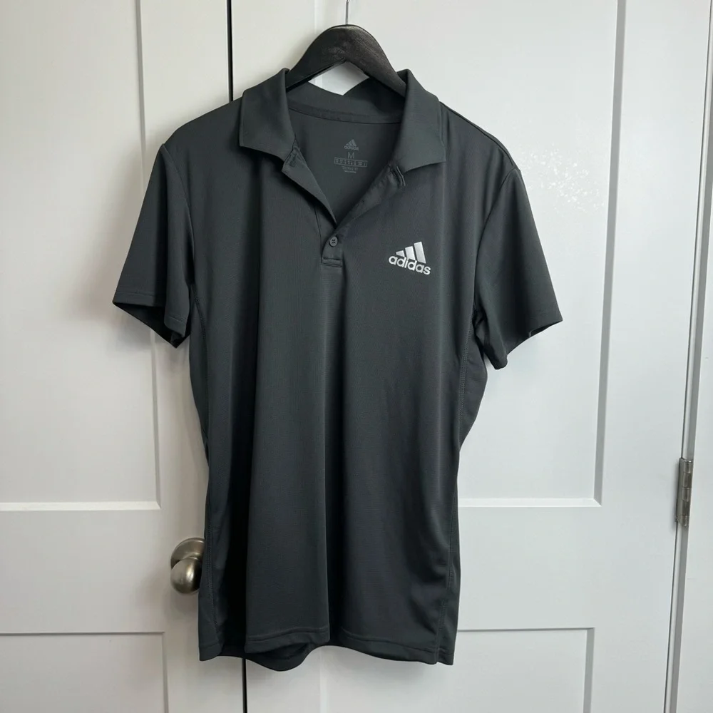 Adidas Club Rib Polo EC3025 CLIMALITE Dark Gray Size Medium